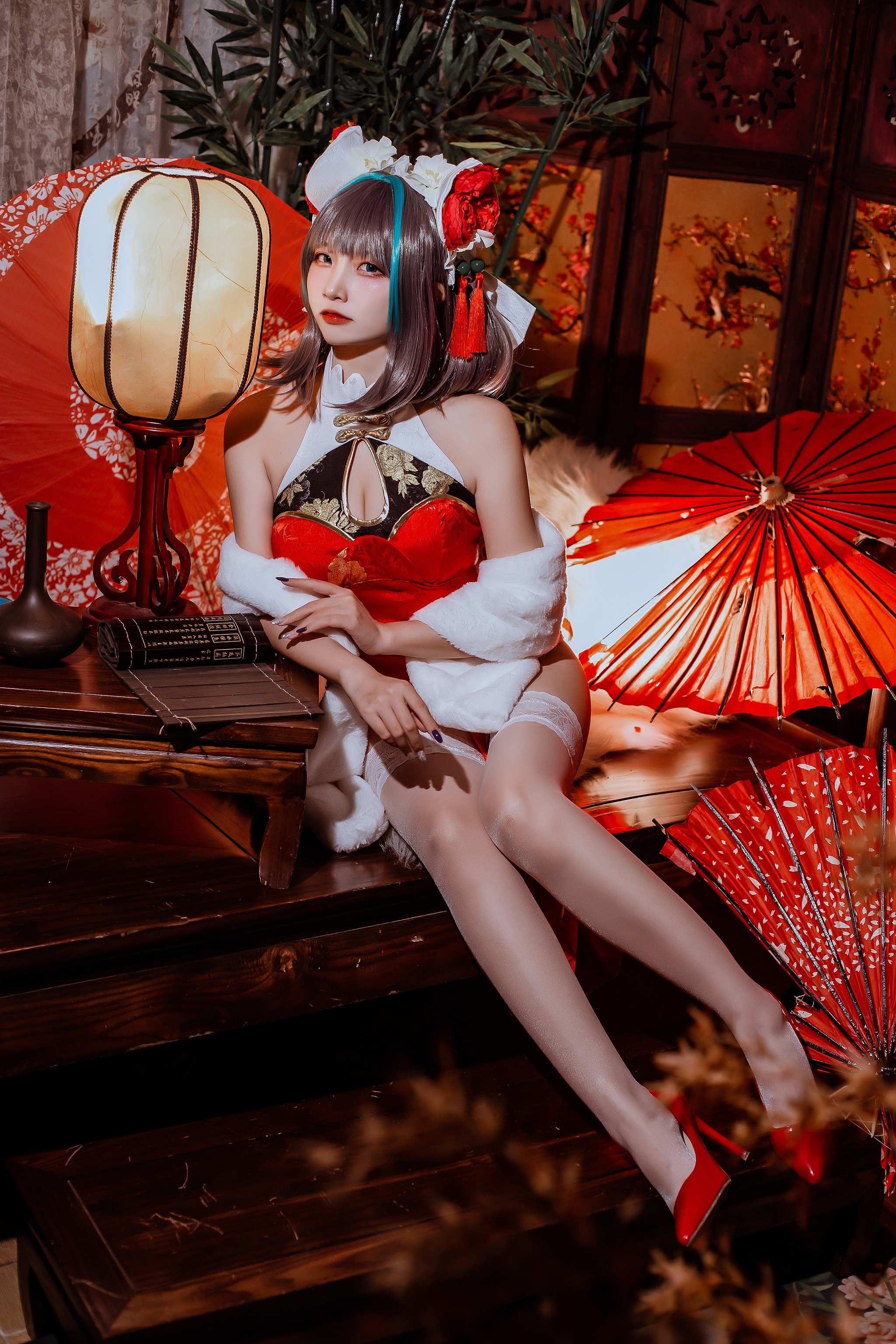 图片[1]-二佐Nisa – NO.157 碧蓝柴郡旗袍[32P]-XikXak
